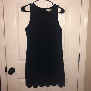 Navy Scalloped Shift Dress